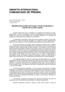 República Democrática del Congo: Treinta condenados a muerte