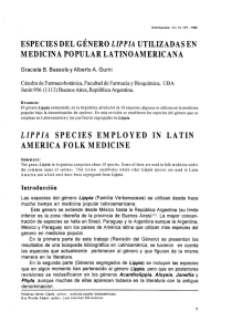 ESPECIES DEL GÉNERO LIPPIA UTILIZADAS EN MEDICINA