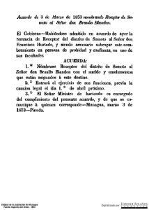 Acuerdo - Nombrando Receptor de Somoto á don Braulio Blandón