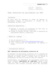 Tema: Generación de analizadores con YACC