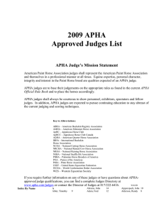 2009 APHA Approved Judges List APHA Judge`s