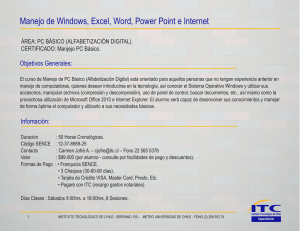 Manejo de Windows, Excel, Word, Power Point e Internet
