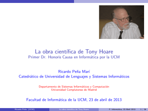 La obra científica de Tony Hoare Primer Dr. Honoris Causa