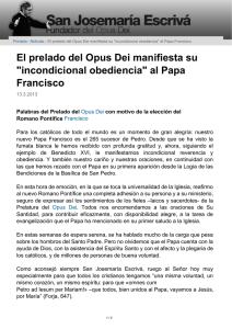 El prelado del Opus Dei manifiesta su "incondicional obediencia" al
