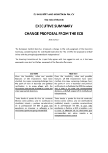 executive summary change proposal from the ecb