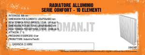 radiatore alluminio serie confort - 10 elementi