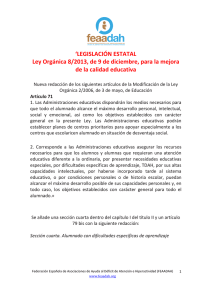 Legislación Estatal, Ley Orgánica para la mejora de la calidad