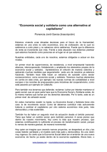 “Economía social y solidaria como una alternativa al capitalismo”