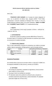 Sindico presenta informe individual sobre los créditos (Art. 200 LCQ