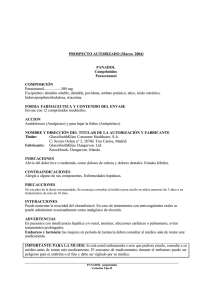 PROSPECTO AUTORIZADO (Marzo 2004) PANADOL Comprimidos