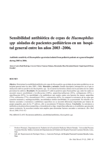 Sensibilidad antibiótica de cepas de Haemophilus spp aisladas de