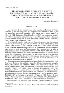 RELACIONES ENTRE PÁJAROS Y FRUTOS EN UN MATORRAL