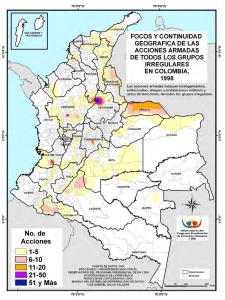 Geografía de las acciones armadas de todos los grupos irregulares