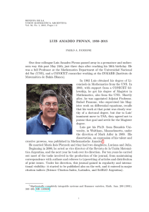 LUIS AMADEO PIOVAN, 1959–2015 Our dear colleague Luis