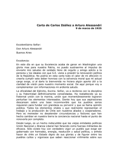Carta de Carlos Ibáñez a Arturo Alessandri