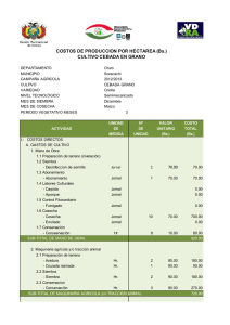 COSTOS DE PRODUCCION POR HECTAREA (Bs.) CULTIVO