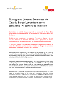 El programa `Jóvenes Excelentes de Caja de Burgos`, premiado por