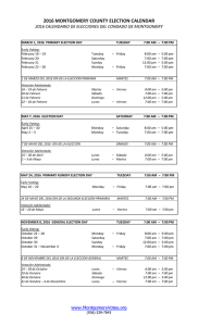 2016 MONTGOMERY COUNTY ELECTION CALENDAR