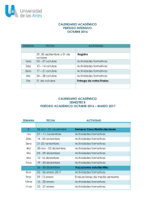 CALENDARIO ACADÉMICO PERÍODO INTENSIVO OCTUBRE