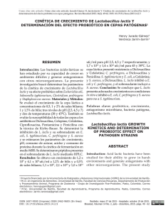 Lactobacillus lactis GROWTH KINETICS AND DETERMINATION OF
