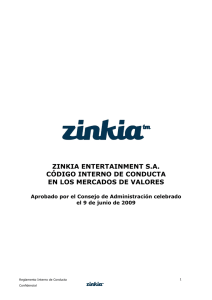 Zinkia - Reglamento Interno de Conducta FINAL