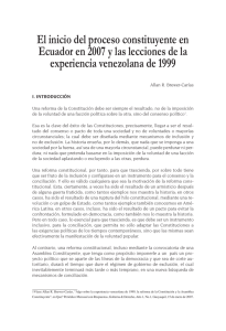 El inicio del proceso constituyente en Ecuador en 2007 y las