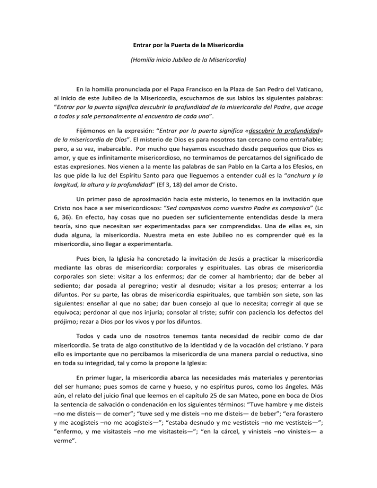 Entrar Por La Puerta De La Misericordia
