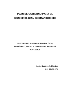 PLAN DE GOBIERNO PARA EL MUNICIPIO JUAN GERMÁN ROSCIO