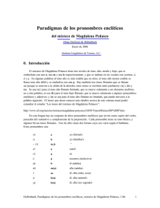 Paradigmas de los pronombres enclíticos del mixteco de