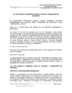 Ley de Consulta Indígena para el Estado de Durango y sus