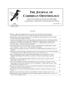 THE JOURNAL OF CARIBBEAN ORNITHOLOGY