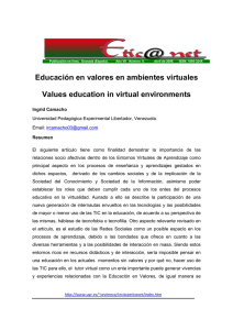 Educación en Valores en Entornos Virtuales