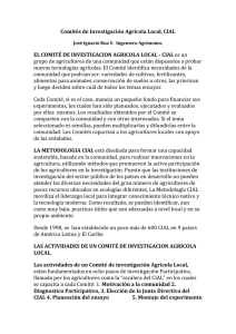 Comités de Investigación Agrícola Local, CIAL EL COMITÉ DE