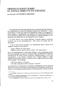 OBSERVACIONES SOBRE ___ EL ESTILO DIRECTO EN ESPANOL