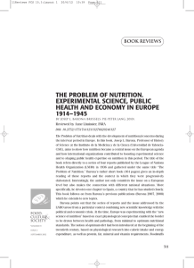 the problem of nutrition. experimental science, public