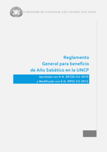 Reglamento General para beneficio de Año Sabático en la UNCP