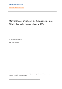 Manifiesto del presidente de facto general José Félix Uriburu del 1