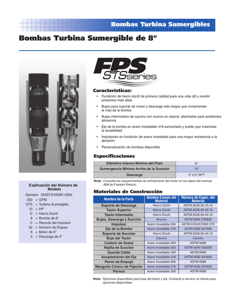 Bombas Turbina Sumergible De 8 