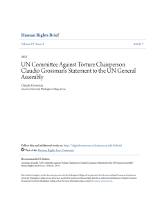UN Committee Against Torture Chairperson Claudio Grossman`s