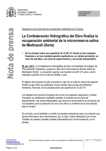 Nota de prensa  - Confederación Hidrográfica del Ebro