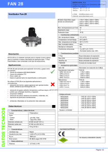 Características y datos técnicos ventilador centrífugo F28 para