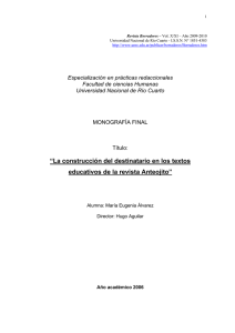 María Eugenia Álvarez : " La construcción del destinatario en los