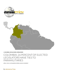 colombia: 26 percent of elected legislators have ties to