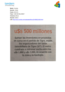 Medio: Cronista Sección: Shots Fecha: 22.09.16 Título: “U$S 500