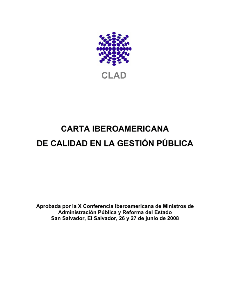 CARTA IBEROAMERICANA DE CALIDAD EN LA GESTIÓN PÚBLICA