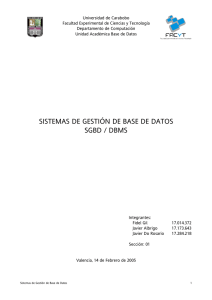 sistemas de gestión de base de datos sgbd / dbms - TISG