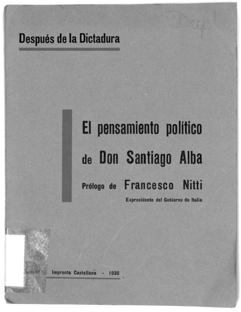 El Pensamiento Político De Don Santiago Alba