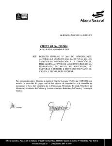 Page 1 Aduana Nacional : Ñ Bolivia basa. # 3..., ºrigex, GERENCIA
