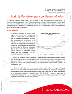 Abril: tarifas de energía contienen inflación
