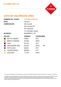 lista de colores en línea - k-flame xtra 165